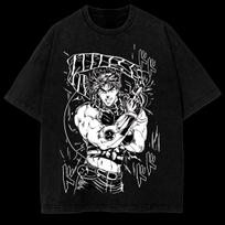 Vintage Oversized Graphic Tee Shirt JoJo’s Bizarre Adventure Joseph Joestar Anime Graphic Washed T Shirt Men Women Short Sleeve Female Male Clothing XXXL black
