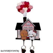 Panda Bubu & Dudu Acrylic Keychain Wall Key Holder Cartoon Backpack Charm Couple Gift Key Ring Pendant Accessory