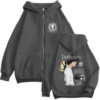 Japanese Anime Death Note L·Lawliet Zipper Hoodies Men's Women Clothing Fashion Hip Hop Zip Up Hooded Sweatshirts Jackets Coats S black