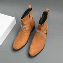 Mens Round Toe Lace-Up Casual Martin Boots Low-Cut Suede Leather Shoes Urban Style 46 brown