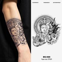 Buddha Demon Tattoo Sticker - Long-Lasting, Waterproof, Classical Style for Men & Women 12x15 cm