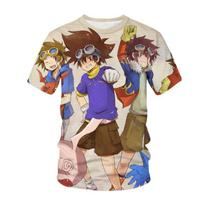 Digimon Fashion Cute Pet 3D Digital Printed Men's Casual T-shirt 110 beige