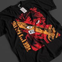 Demon Slayer marškinėliai Tanjiro marškinėliai Zenitsu KNY Nezuko Inosuke Akaza Muzan Tee M brown