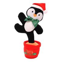 Yousheng Christmas Dancing Penguin Toy Talking Music Plush Interactive Repeating Stuffed Animal Glowing Musical Electronic Deer Fun Educational Toys Penguin black