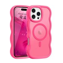 Prabangus banguotas rėmelis, permatomas, magnetinis, belaidžio įkrovimo, smūgiams atsparus dėklas, skirtas iPhone 16E 16 15 14 13 12 Pro Max Plus, Magsafe dangtelis For iPhone 14 Plus raudona