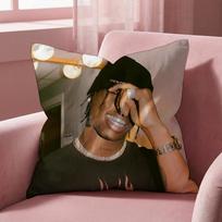 Travis Scott Cushion Cover Multi-Scene Pillow Cover for Home & Car - Reversible, Soft & Durable for Daily Use 30cmx30cm black