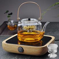 Blowe Borosilicate Glass Teapot Resistant / Removable Infuser Kettle Microwave Transparent Clear gray