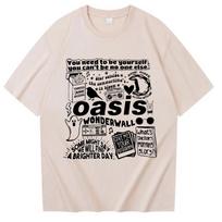 Oasis Reunion Tour 2025 Cotton Printed Tshirt Mens Women Harajuku Oneck Oasis Live 25 Tour Merch Casual Male TShirt Gifts 4XL white