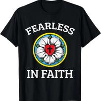 Faith Lutheran Martin Luther Rose Reformation 95 Theses T-Shirt XXXL gray