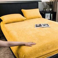 1 vnt. Elastingas čiužinio užvalkalas Šiltas pliušinis prigludęs paklodė Aksominis lovos užvalkalas Žieminis minkštas Šeimos dvigulės lovos patalynė 90/120/150/180/200cm 1PC 90x200cm