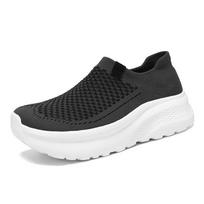 Women's Breathable Slip-On Sock Shoes - Odor-Free, Solid Color, Versatile Sports & Casual Flyknit Sneakers 40 balta/juoda