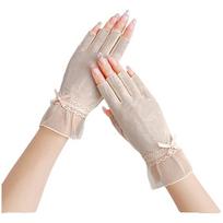 Breathable Women Half-finger Gloves Thin Lace Gloves Soft Sun Protection Gloves  Summer white