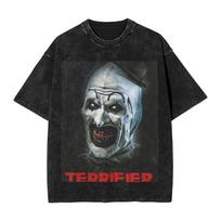 Terrifier marškinėliai medvilniniai skalauti T-shirt Art Klounas Oversized YK Terrifier Siaubo L black