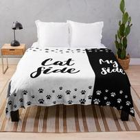Cat Side My Side Funny Cat Owner Bedding Throw Blanket Custom Stuffeds for sofa Blankets Size: 75*100cm, Weight: 230 GSM