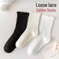2025 Trendy Korean Ruffled Lace Socks - Versatile Solid Color for All Seasons Ruffled edge [Size 36-42]
