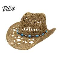 Comfortable Gardening Hat Women Cowboy Hat, Western Style Straw Sun with Wide Brim Beach Brim, Breathable for Summer Travel Camping Fashionable chaki