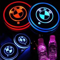 2PCS New LED Cup Holder Light Mats Car Coasters For BMW E90 F20 F30 F34 F36 F10 F15 G20 G30 G32 G01 G02 G05 X1 X2 X3 X4 X5 X6 blue