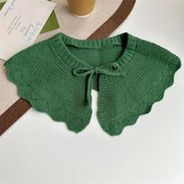 Ruffle Edge Lace  Up Fake Collar Solid Color Knitted Shawl Spring Autumn Outside Doll False Collar Style3 black