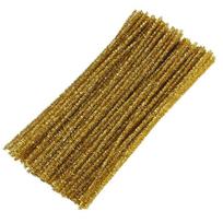 100Pcs Glitter Sparkle Craft Pipe Cleaners Fuzzy Sticks Pipe Cleaners Bulk  Festivals Decorations auksas