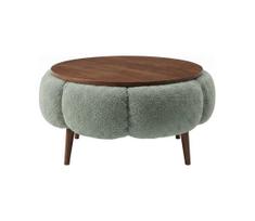 Kavos staliukas FELPO, skersmuo 60 cm, žalias/riešutas