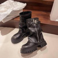 Brown Slim British Style Platform Martin Boots Women'S New Summer Small Thick Heel Retro Explosive Short Boots 37 gray
