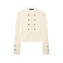 Womens Stylish Lace Knot Detail Cropped Jacket - Streetwear Chic Regular Fit Long Sleeve 2026 S white