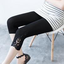 Women Summer Hollow Lace Stretch Leggings Sports Fitness Skinny Pants Crop 3/4 Length Leggings Capris Cropped Modal Pant XXL