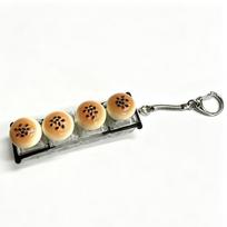 Cute Kawaii 4 Key Mechanical Keycap Keychain Cartoon Food Animal Design Pressable Toys Gifts For Kids beige