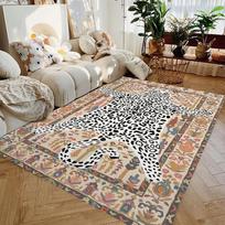 Bengal Tiger Floral Area Rug – Maximalist Aesthetic Decor Carpet, Jungle Animal Floor Mat for Living Room Home Decoration 160x200cm(62x78in)