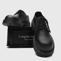 Plus Size Men Leather Shoes Black Platform Lace Up Casual Shoes for Young Men British Style Business Social Shoes 46 black