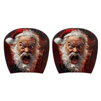 Holiday Car Headrest Cover Set, Santa Polyester Slip-On Accent for Christmas Driving and Seasonal Vehicle Styling gray