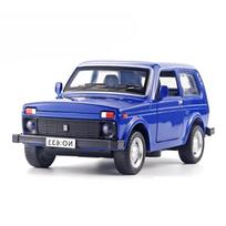 1:32 LADA NIVA Retro Car Model, Die-Cast Metal, Exquisite and Compact Pocket Car, Beautiful Collectible, Home Decoration mėlyna
