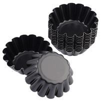 12 mini tartalečių formelių 6,35 cm – Anglies plienas su nelimpančia danga tolygiam kepimui – Daugkartinio naudojimo rinkinys iš 12 vnt. pyragams, keksiukams ir muffiniams black juoda