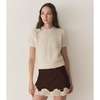 Women's High Waist A-Line Midi Skirt Lace Trim Button Solid Color Elegant Skirt L gray