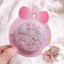 Vaikiški dirbtiniai nagai manikiūras mergaičių žaislas 3D animacinis filmas Princesės nagų lipdukai Mieli nagai Greiti nagai pink