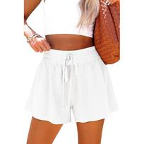 Women's solid color lace-up pocket casual sports shorts clothes sale XXXL