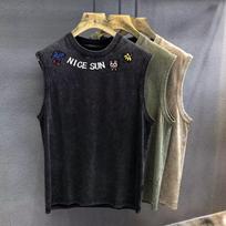 Men's Sports Cool Casual Vest Hong Kong Style Trend Sleeveless Short Sleeve Fashion Simple Versatile Vest Tank Top 5XL gray