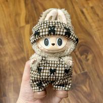 17cm Mini pliušinės lėlės drabužių rinkinio aksesuarai Korėjai Kpop Labubu Idol Sėdinčio vakarėlio V1 V2 Rudens vienasalis kepurės rinkinys Drabužiai no doll shoes beige