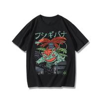 Pokémon Bendras T-shirt tėvams ir vaikams Squirtle Varlė Sėkla Geng Gui Ugnimi kvėpuojantis drakonas Kabi Žvėris Anime Prekės trumpomis rankovėmis M black