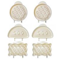 Obuolių pyrago formų rinkinys Plastikiniai konditeriniai pjaustykliai Mini rankinių pyragėlių gamintojas Rudens tema Kišeninių pyragėlių presas naminiams desertams 6pcs white