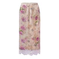 Chinese Style Sequin Embroidered Lace Top & Mid-Length Skirt Set - Spring Collection XL beige