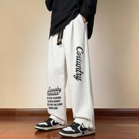 2026 New Men's Youth Loose-Fit Hong Kong Style Sweatpants with Letter Print 5XL white