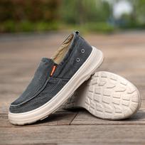 New lazy one-pedal canvas shoes men's breathable wide-headed thick-soled non-slip casual shoes men's washed cloth shoes summer 44 gray