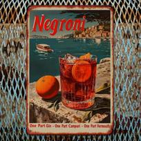 Aukštos raiškos skardinis ženklas Vintažinis Retro Metalinės Sienos Meno Rinkinys Nesijaudink Būk Laimingas Negroni Kokteilis Motociklas Kasetinė Juosta Dekoras 20x30cm（7.8x11.8inch） red