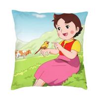 Alpių kalnų mergaitė Heidi pagalvės užvalkalas 40X40 Namų dekoratyvinis spaudinys Mesti pagalvę Automobiliui Dvišalis Short plush 65*65(CM)-1Pcs
