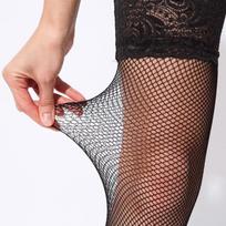 Silicone Anti-Slip Lace Stockings Women'S Sexy Fishnet Stockings Lace Top Thigh High Sexy Stockings Lingerie Female Stockings One Size