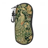 Custom Peacocks And Fox By William Morris Glasses Case Forest Animals Textile Pattern Shell Eyeglasses Case Sunglasses Box One Size black
