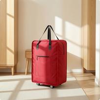 Rolling Duffel Bag Foldable Wheeled SoftSided for Passengers, Students, Moving, Home Red S white