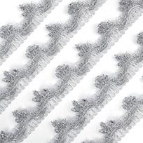 1card Metallic Lace Trim Craft Ribbon for Bridal Costume Jewelry Crafts and Sewing Silver 3/4 inch(18mm)x1mm about 15yards/card(13.716m/card)