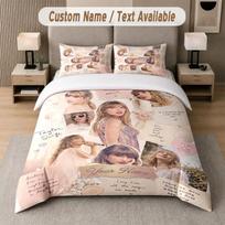 Custom Bedding Set Taylor Swift Pattern, Print Name Text 1 Duvet Cover plus 2 Pillowcases Home Textile 200cmx200cm